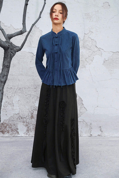 Chinese-style Flare Top + Slit Skirt