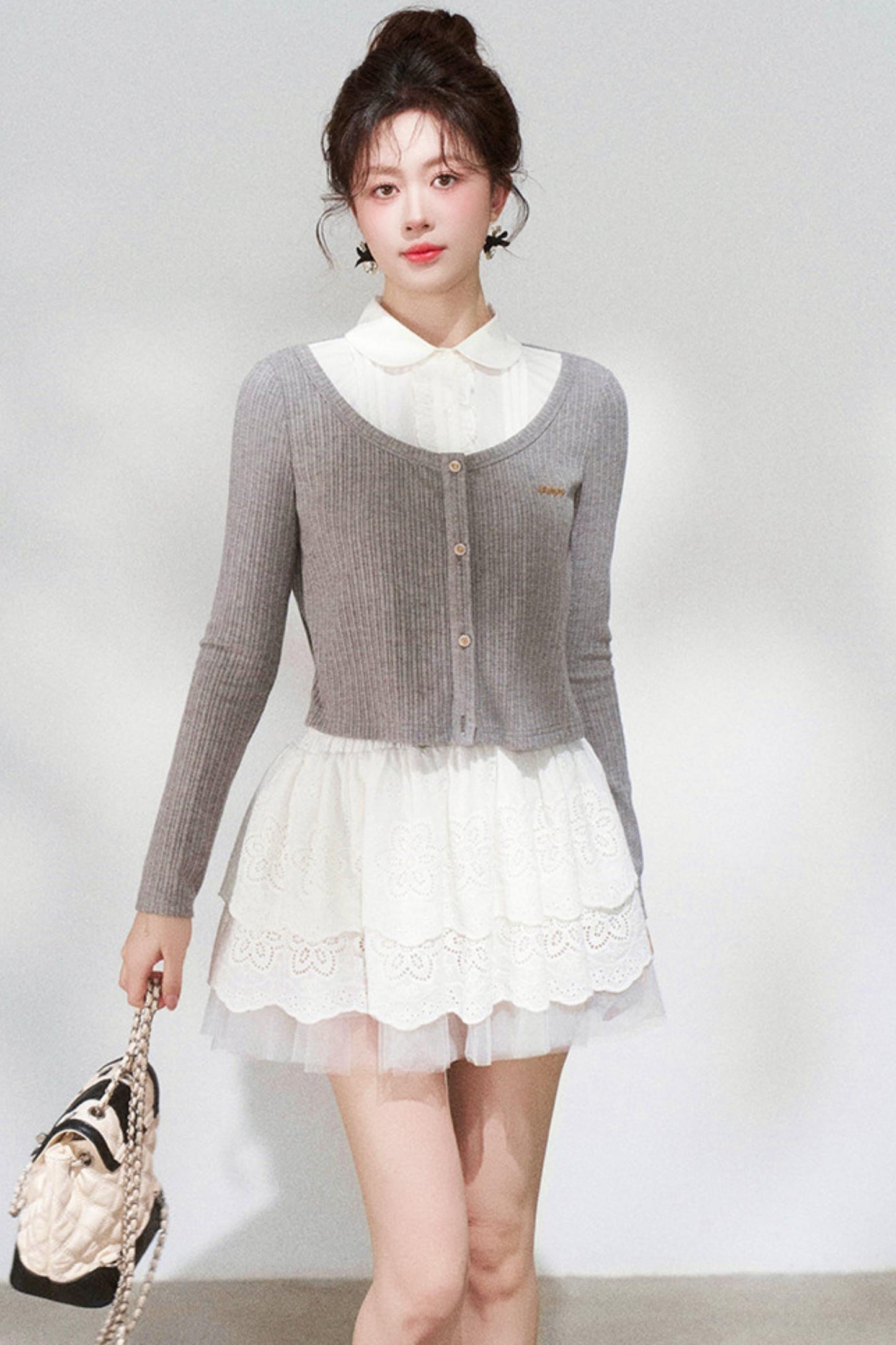 French Style Knit Cardigan + Skirt