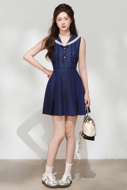 French Sailor Sleeveless Dress