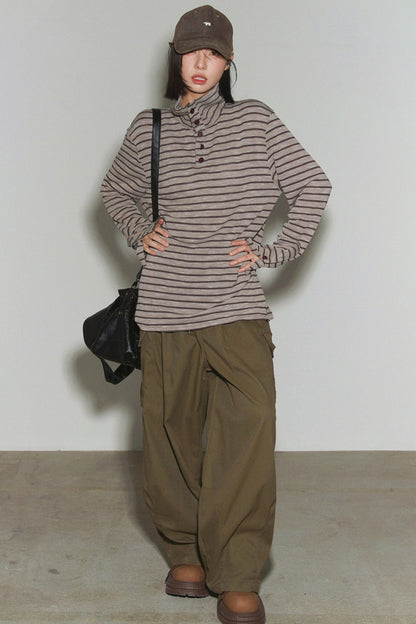 Striped High Neck Top