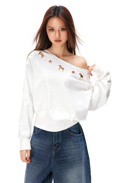 Asymmetrical Off-shoulder Sweatshirt