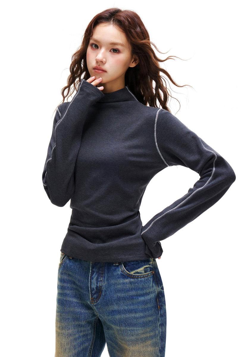 A-line Arm Turtleneck Tops