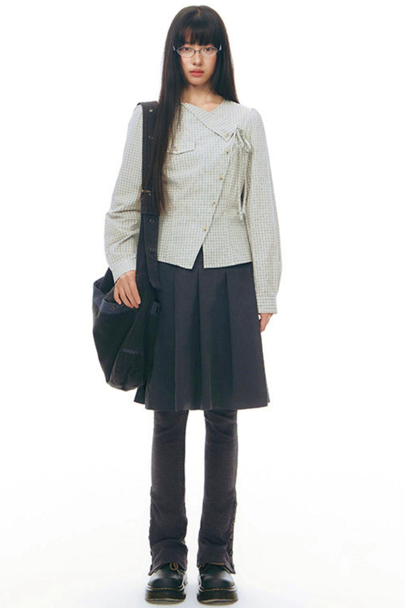 Y2k Small Checkered Shirt + Skirt