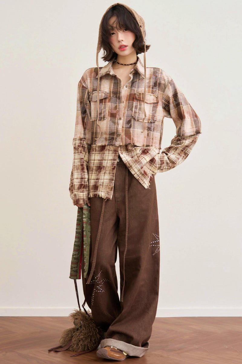 Hazelnut Latte Plaid Blouse