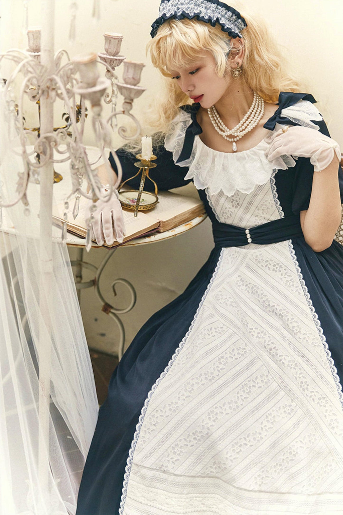 Lace Ribbon Maid Lolita Dress