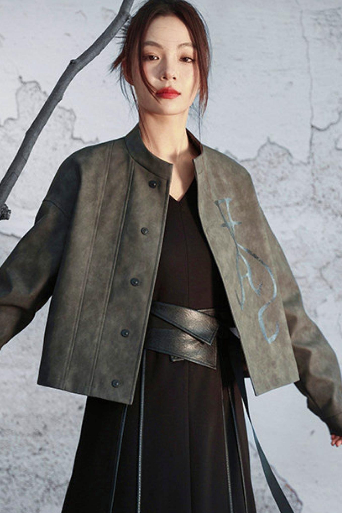 Knitted Leather Patchwork Dress