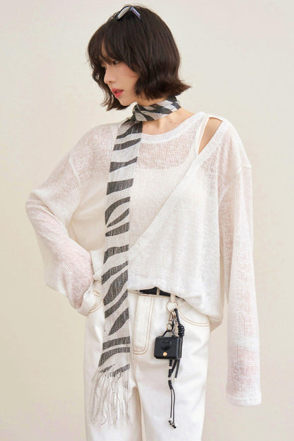 Mode Sheer Loose Off-shoulder Top