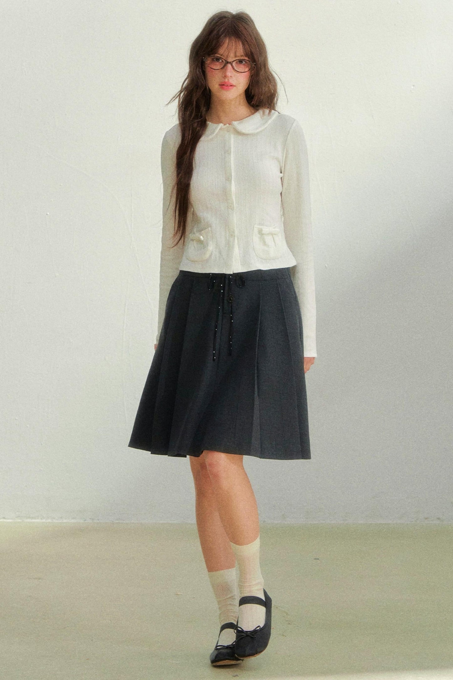 Printed Doll Collar Blouse + Pants
