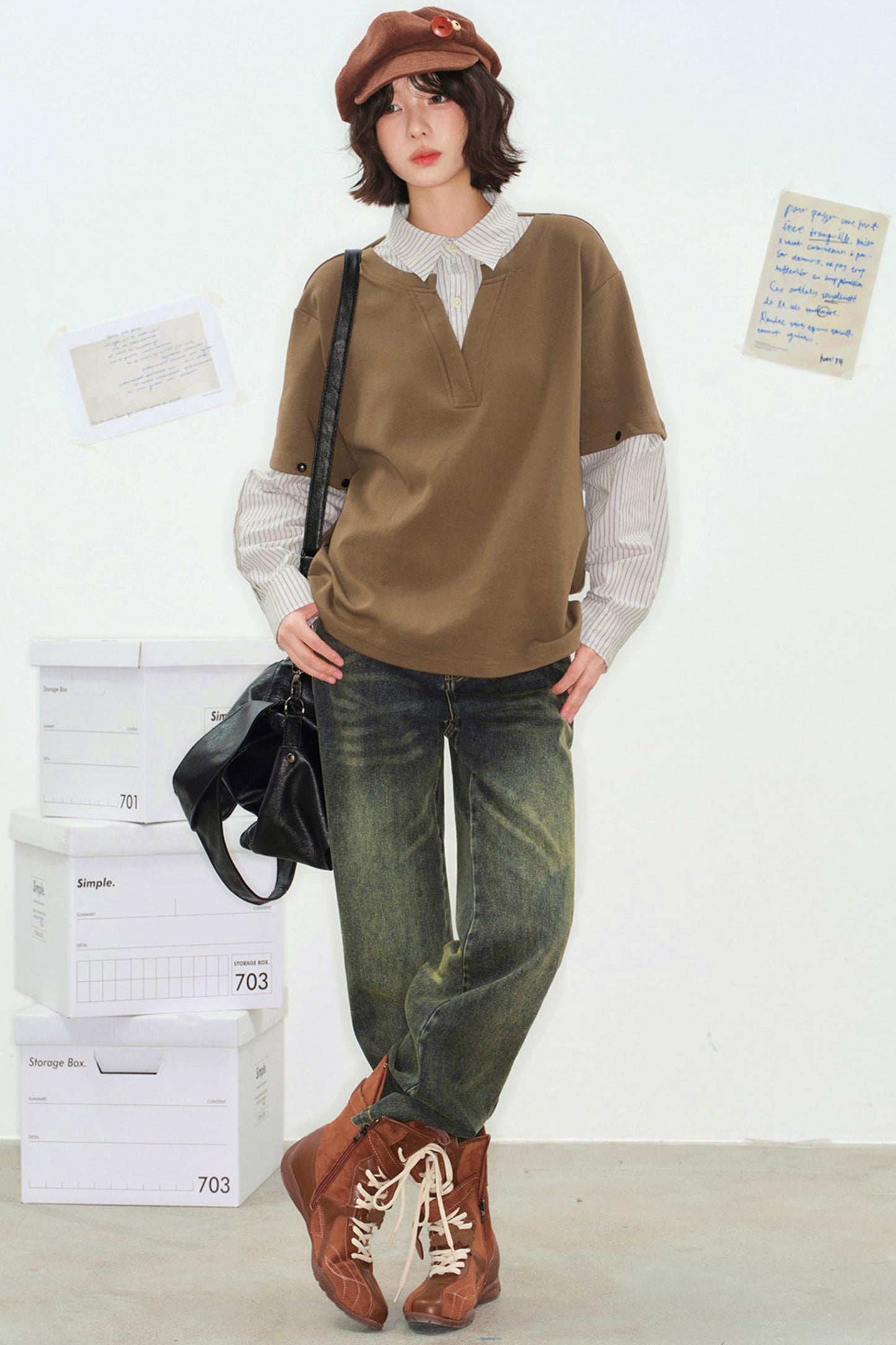 Color Block Detachable Sleeve Top