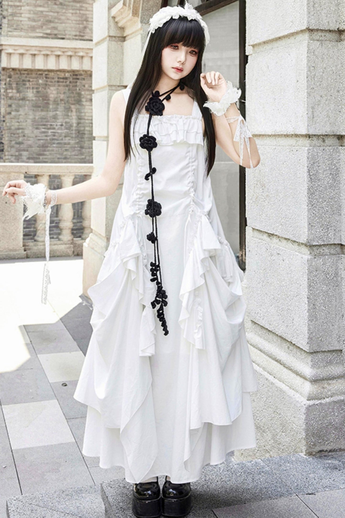 Adjustable Strap Pocket Long Dress