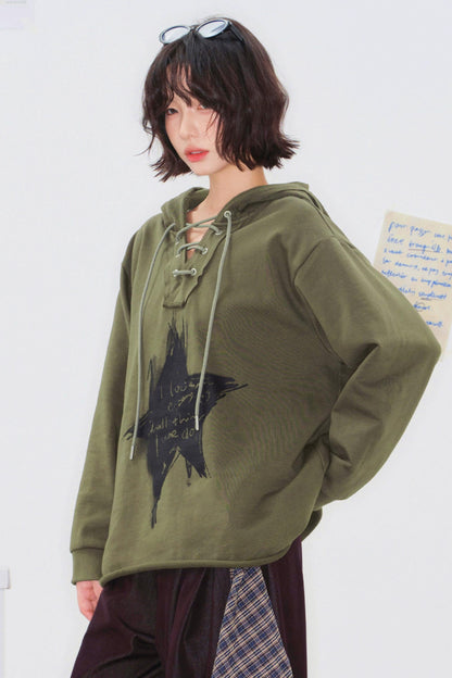 Mode Star Loose Hoodie Top