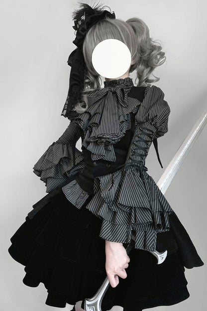 Princess Sleeve Gothic Striped Lolita Blouse