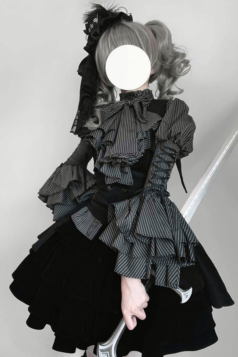 Princess Sleeve Gothic Striped Lolita Blouse