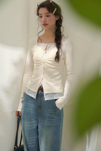 Seashell Lace Layered Top