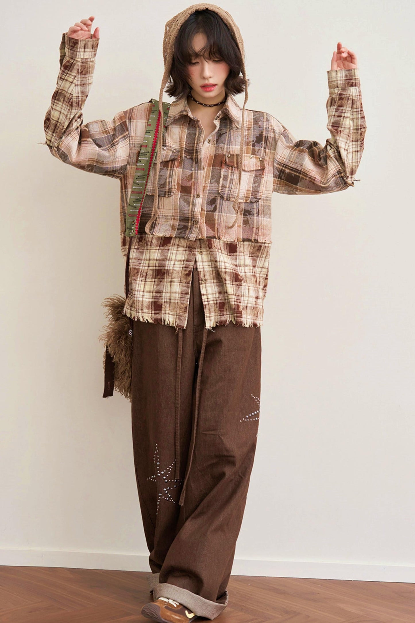 Hazelnut Latte Plaid Blouse