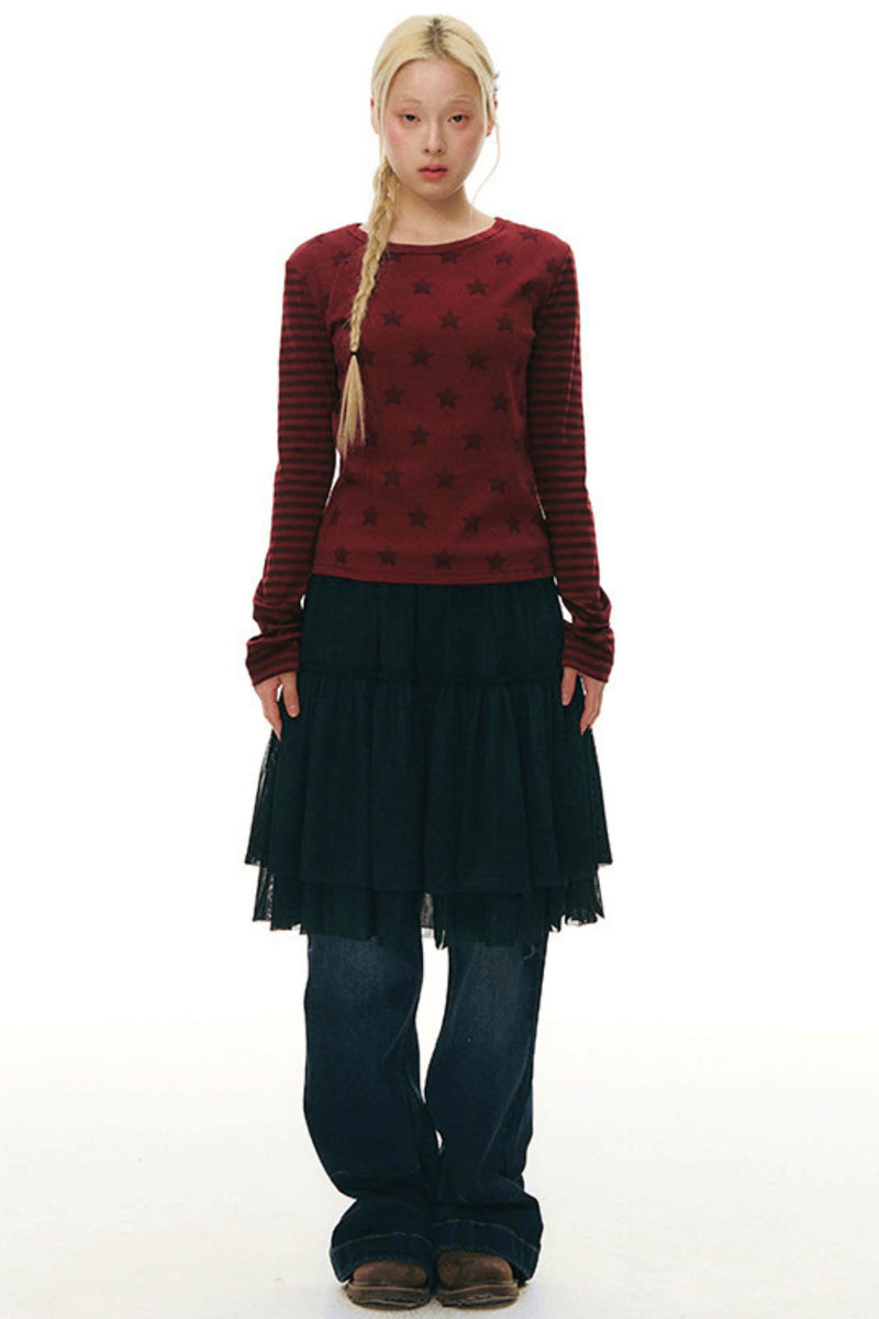 Star Striped Patchwork Top