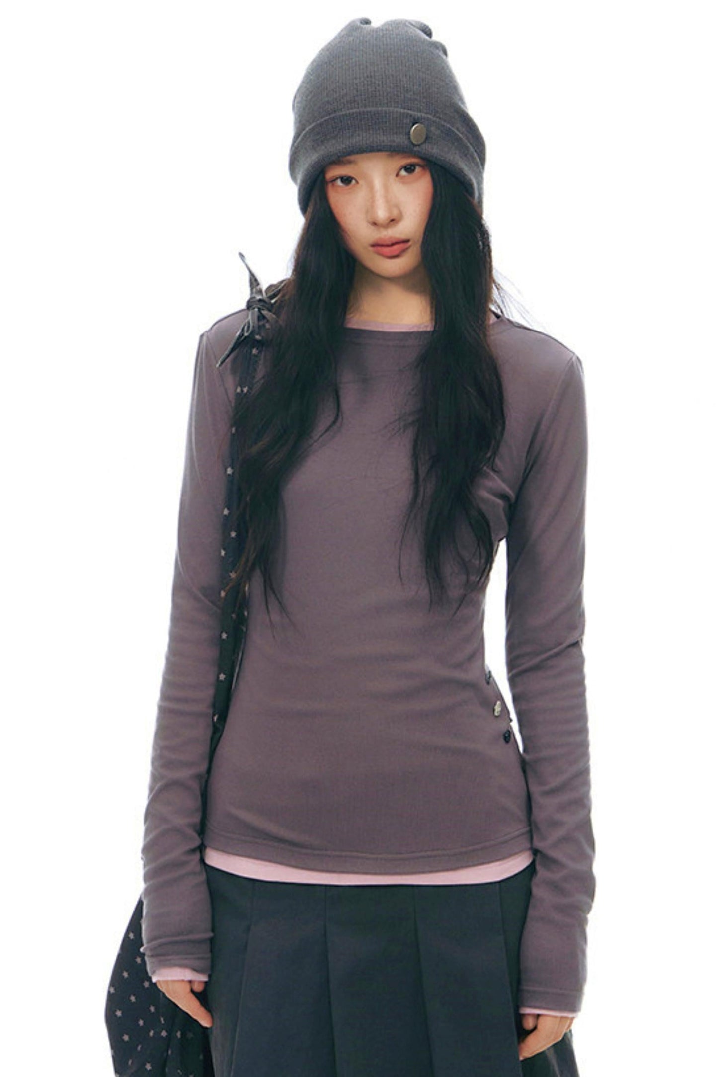 Y2k Button Layered Top