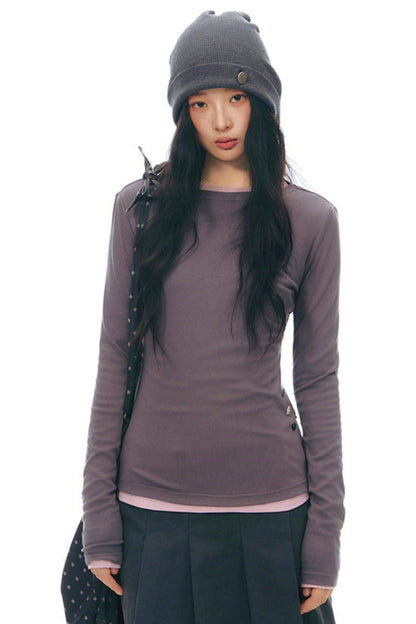 Y2k Button Layered Top
