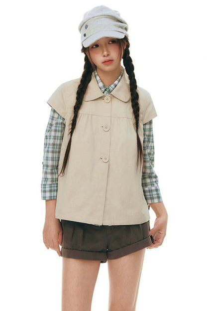 Doll Collar Flutter Sleeve Top