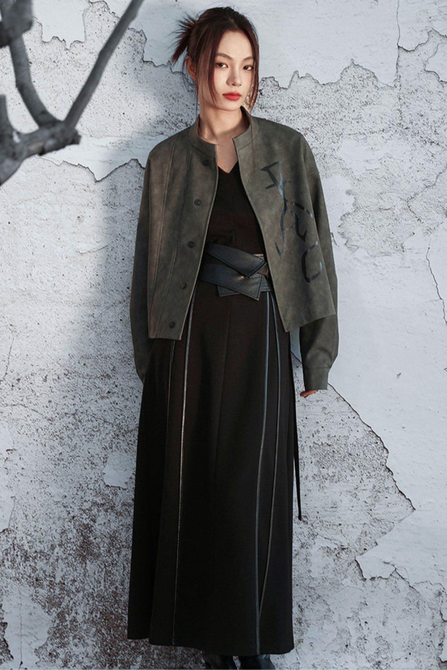 Knitted Leather Patchwork Dress