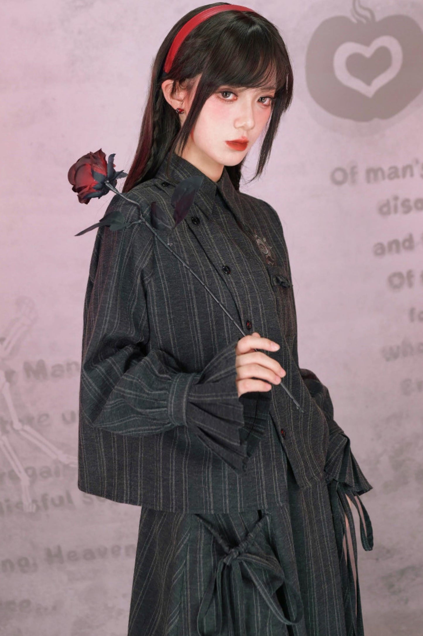Eden Gray Embroidered Shirt + Skirt