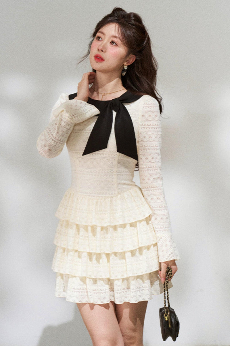 French Sweet Pure White Dress