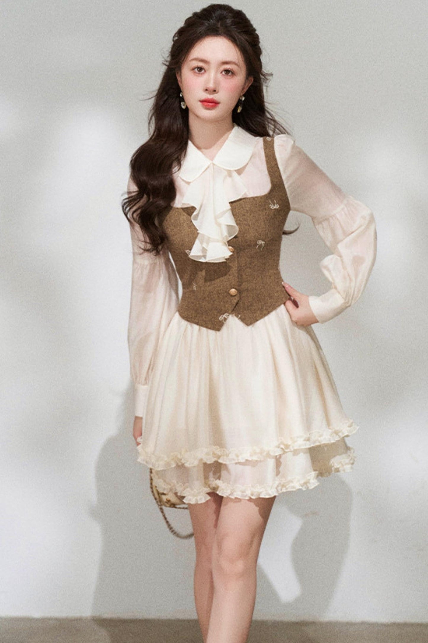 French Niche Faux Two Piece Dress