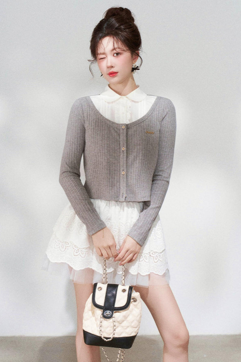 French Style Knit Cardigan + Skirt