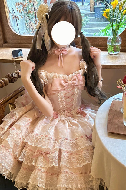 【予約商品】プリンセスリボンレースアップロリータドレス+アクセサリー