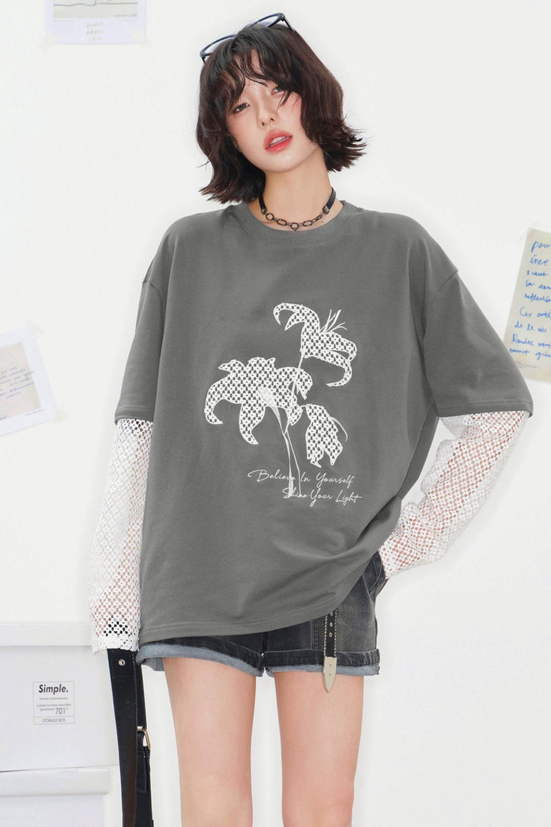 Shadow Weaving Lace Top
