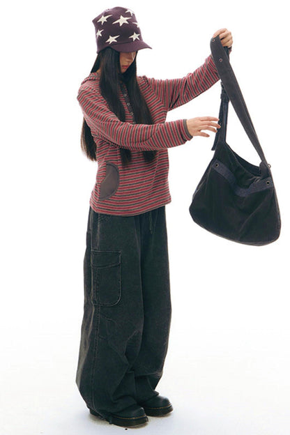 Striped Hooded Knit Tops