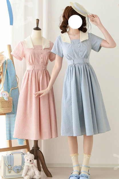 French Retro Linen Dress