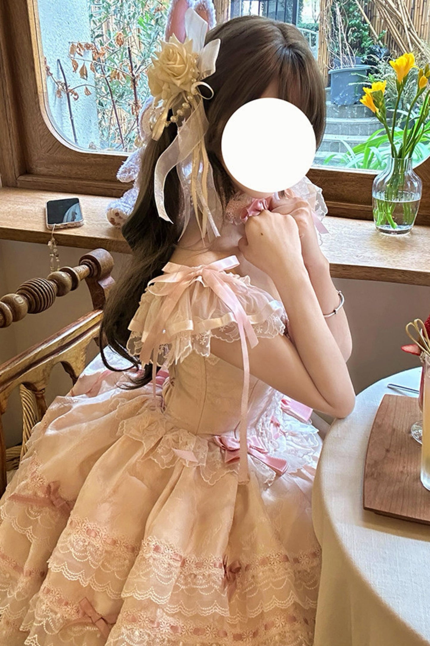 【予約商品】プリンセスリボンレースアップロリータドレス+アクセサリー