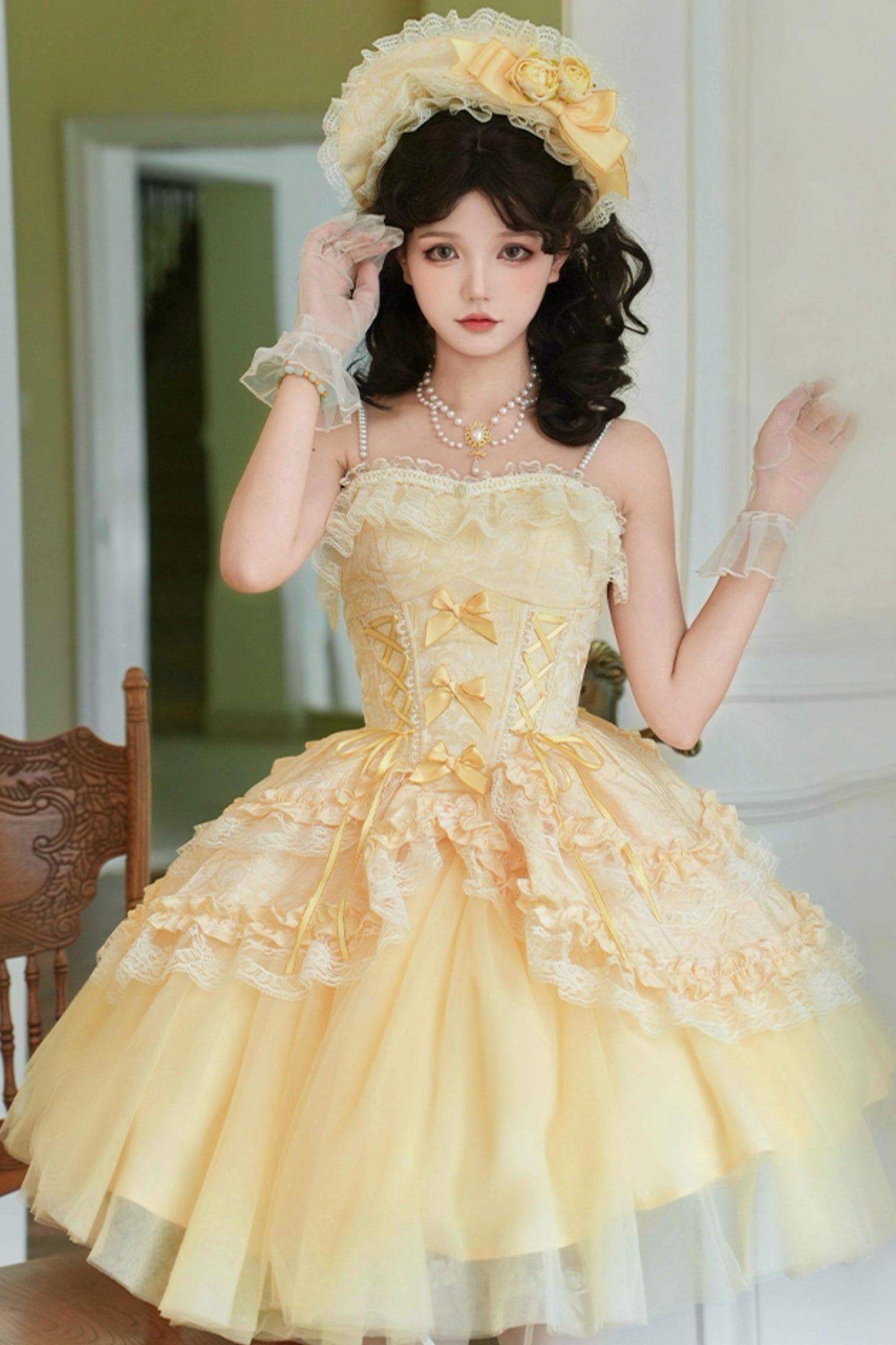 Flower Sweet Mesh Corset Lolita Set