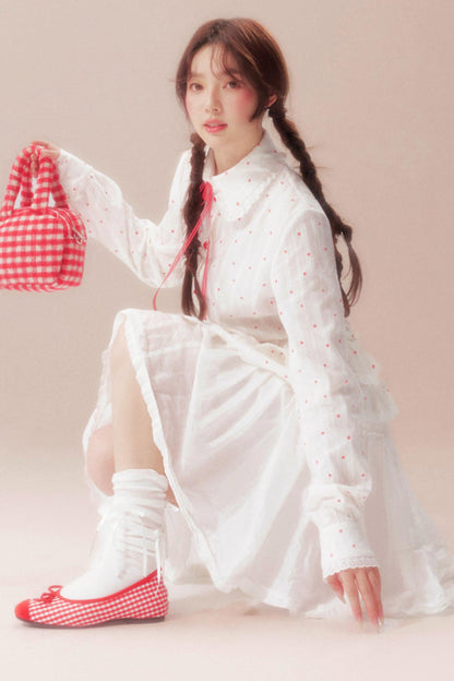 Gardenia Whispering Lace Blouse + Polka Dot Skirt