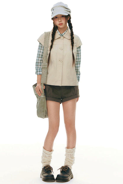 Doll Collar Flutter Sleeve Top