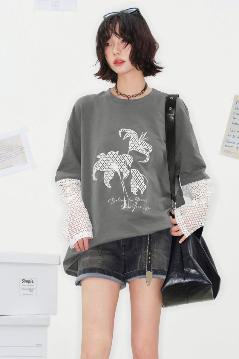 Shadow Weaving Lace Top