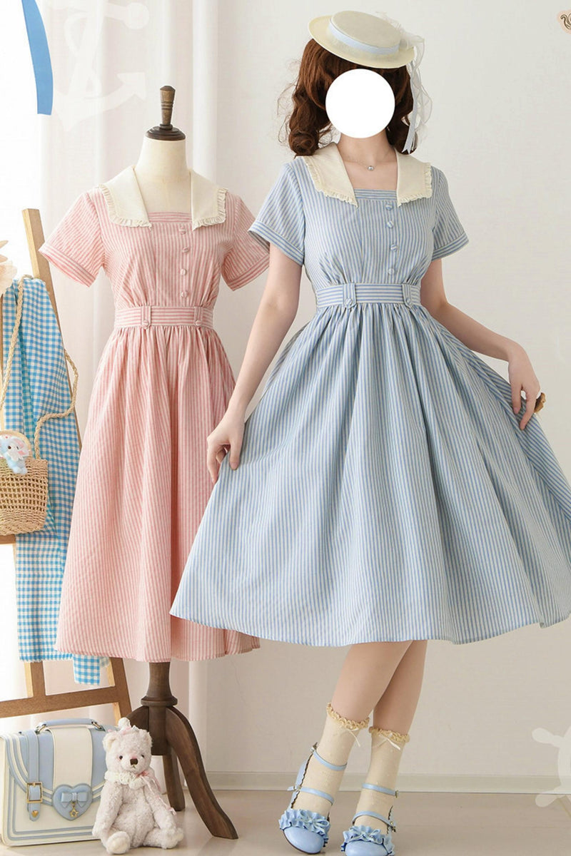 French Retro Linen Dress