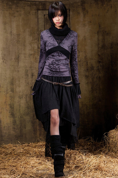 Punk Color Block Knit Top
