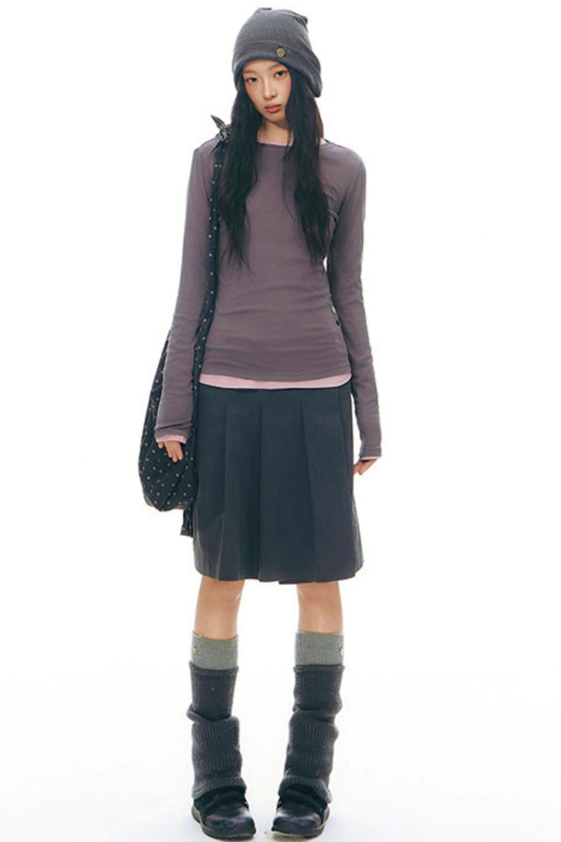 Y2k Button Layered Top
