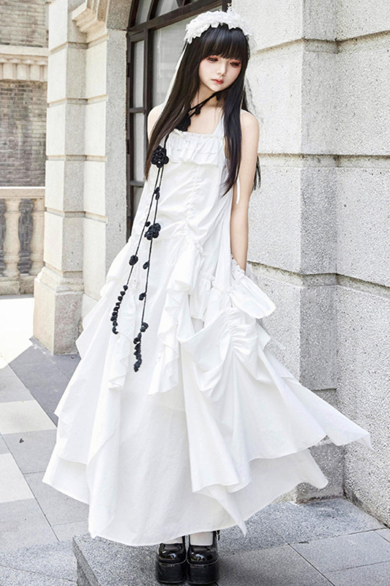 Adjustable Strap Pocket Long Dress