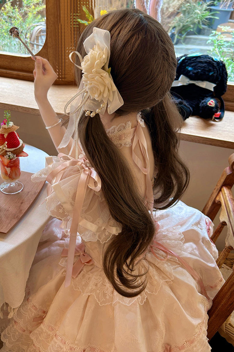 【予約商品】プリンセスリボンレースアップロリータドレス+アクセサリー