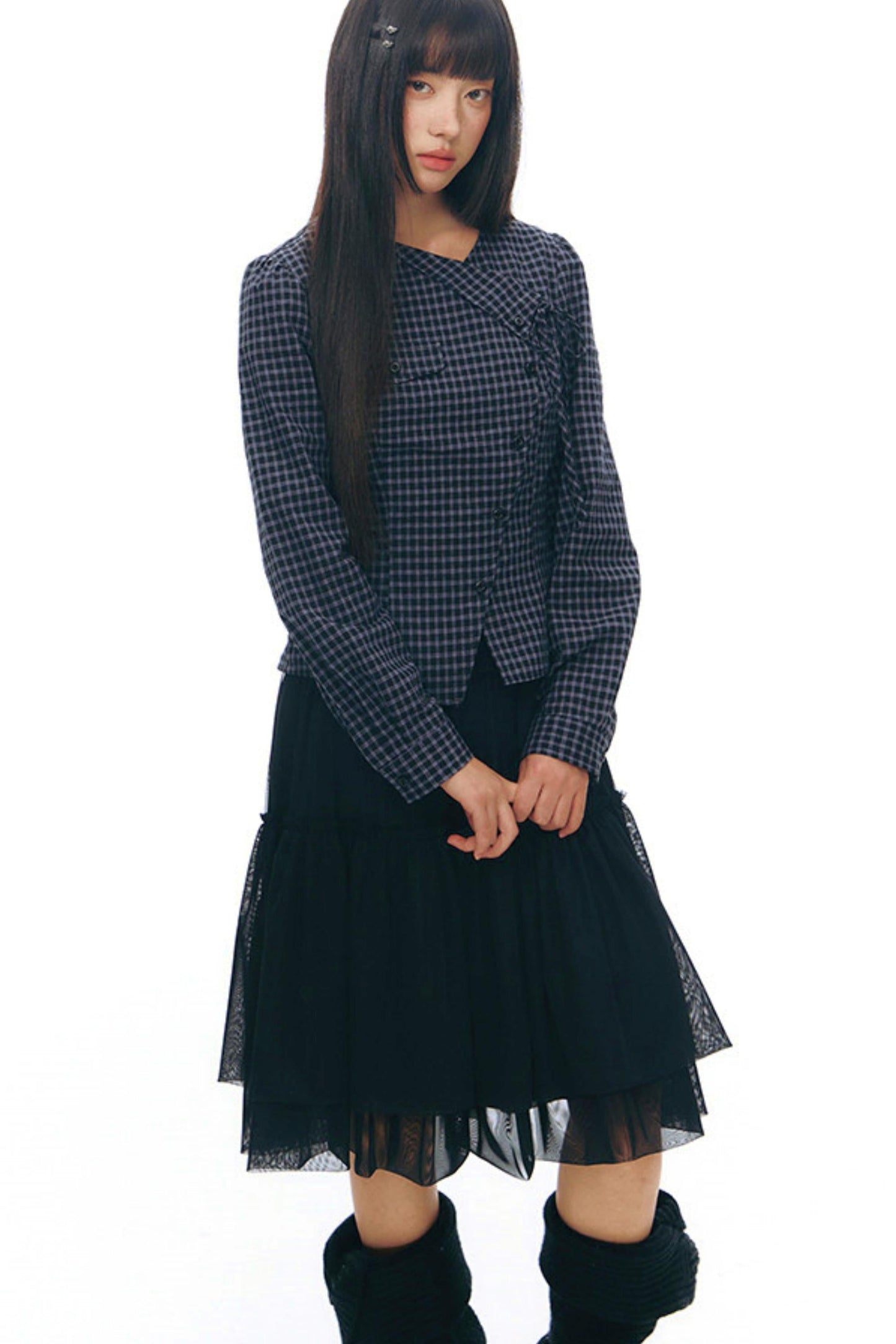 Y2k Small Checkered Shirt + Skirt