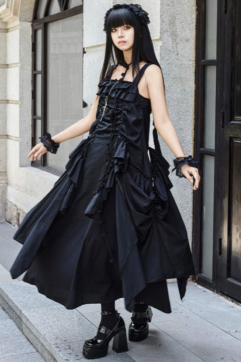 Adjustable Strap Pocket Long Dress