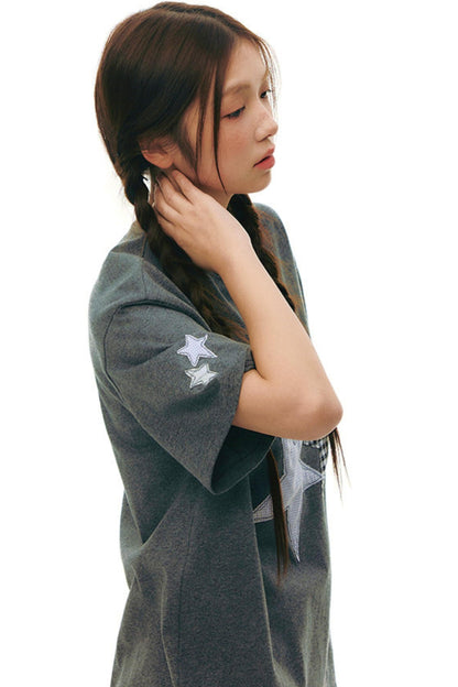 Star Patch Loose Y2k Top
