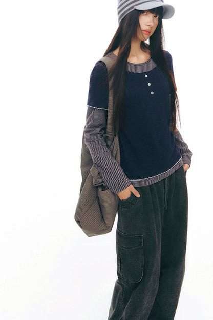 Contrast Color Layered Top