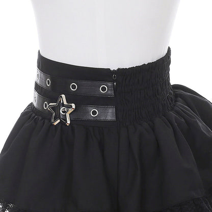 Lace-up Dark Kawaii T-shirt + Skirt + Bag + Hair Accessories