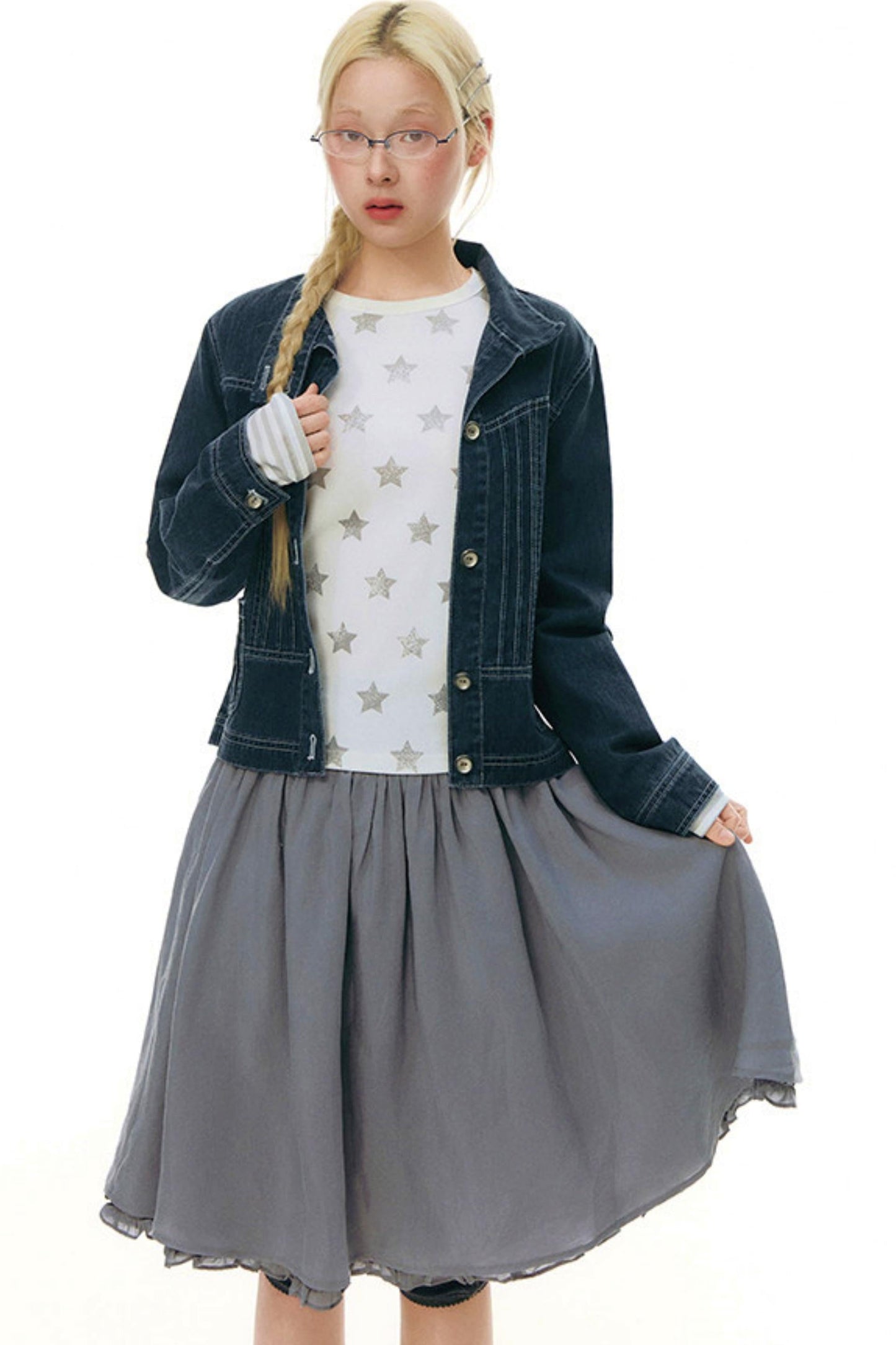 Lace Placket Top + Skirt
