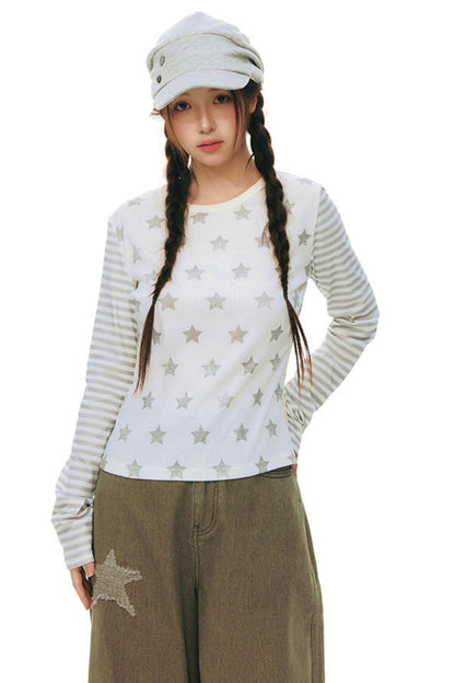 Star Striped Patchwork Top