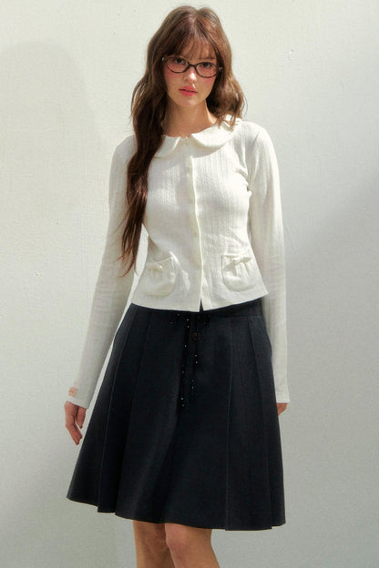 Printed Doll Collar Blouse + Pants